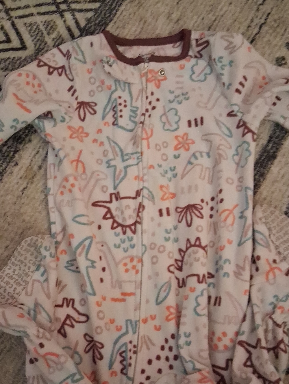 Carter's White Zip-Front Dino Print Sleep Sack with Multicolor Accents
